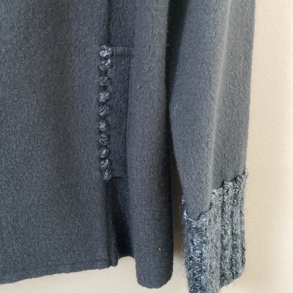 Garnet Hill- Wool Asymmetrical Button Draped Detail Jacket - Picture 9 of 14